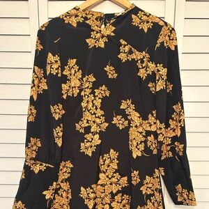 Topshop Black Mini Dress with Yellow Floral Print